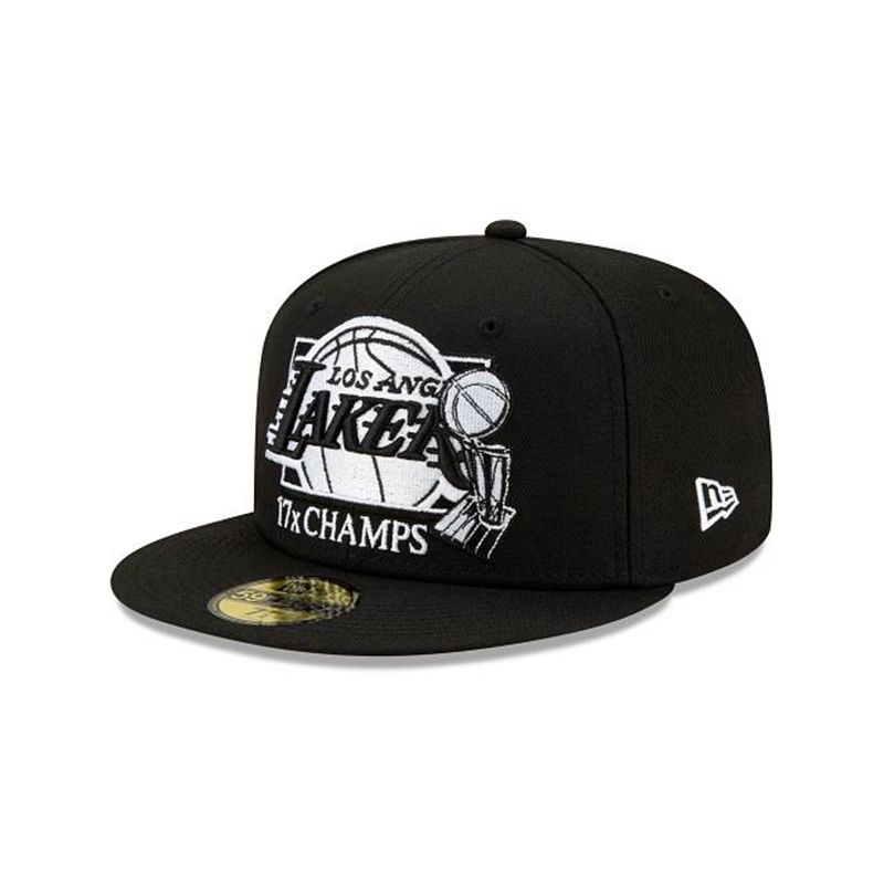 NBA Los Angeles Lakers 17x Champs 59Fifty Fitted (DQA7839) - Black New Era Caps